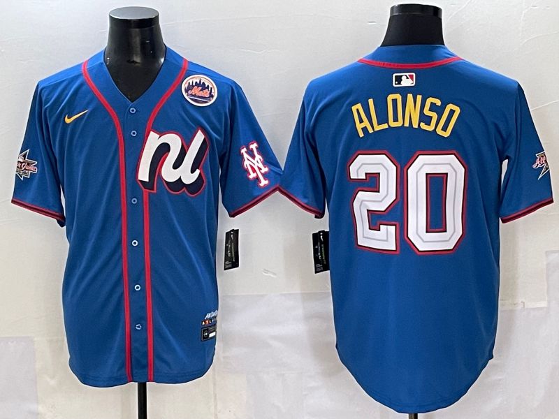 Men 2025 New York Mets #20 Alonso Blue All star Nike MLB Jersey style 2